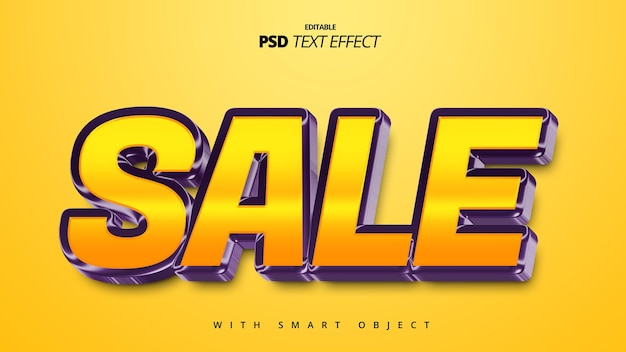 diseño de plantilla editable de efecto de texto 3d de venta elegante amarillo