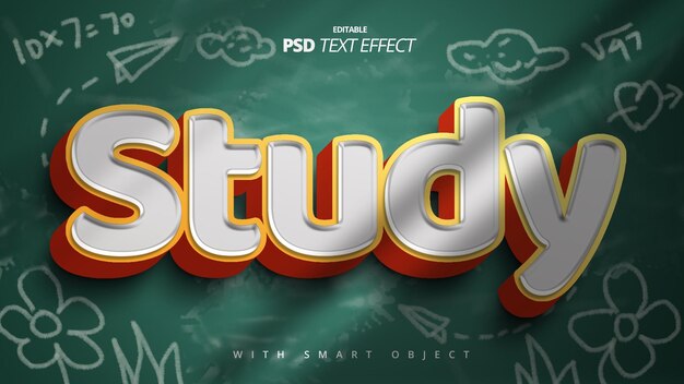 Diseño de plantilla editable de efecto de texto escolar de estudio 3d