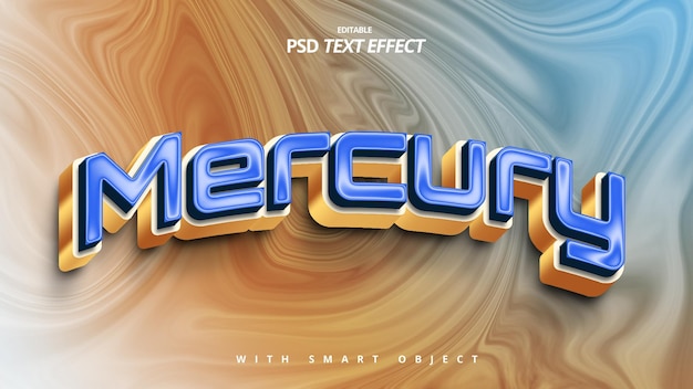 Diseño de plantilla editable de efecto de texto futurista de planeta mercurio 3d