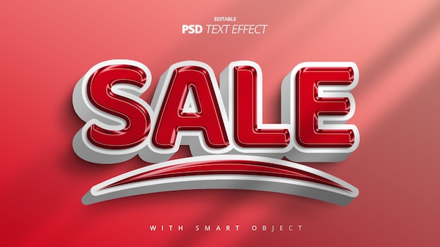 PSD diseño de plantilla editable de venta de efecto de texto en negrita rojo 3d