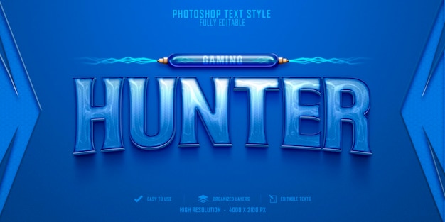 Diseño de plantilla de efecto de estilo de texto de Hunter 3d