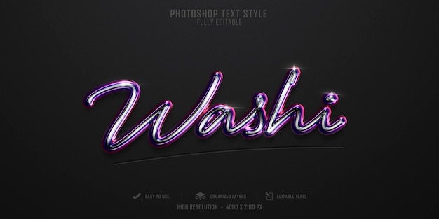 PSD diseño de plantilla de efecto de estilo de texto washi 3d