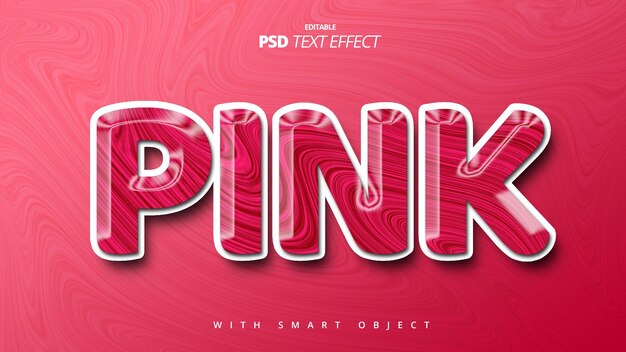 Diseño de plantilla de efecto de texto 3d de arte rosa