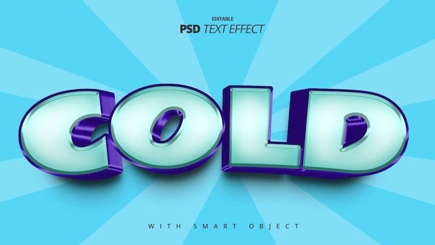 Diseño de plantilla de efecto de texto 3d azul frío de invierno