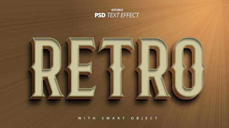PSD diseño de plantilla de efecto de texto 3d marrón retro