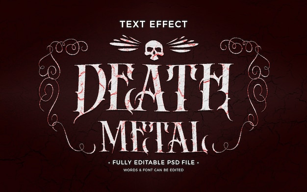PSD diseño de plantilla de efecto de texto de death metal