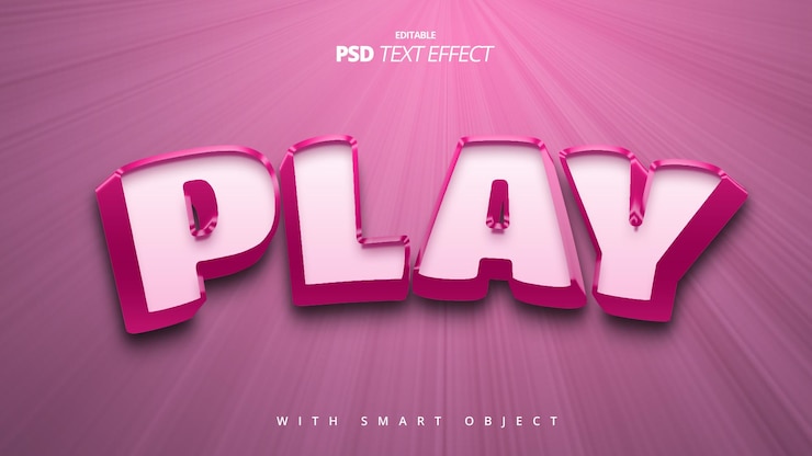 PSD diseño de plantilla de efecto de texto rosa 3d juguetón