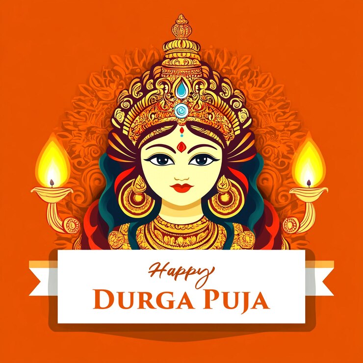 PSD diseño de plantilla de feliz durga puja con la diosa maa durga ilustración de la cara del festival de dussehra navratri