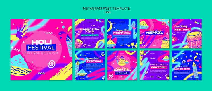 PSD diseño de plantilla del festival holi