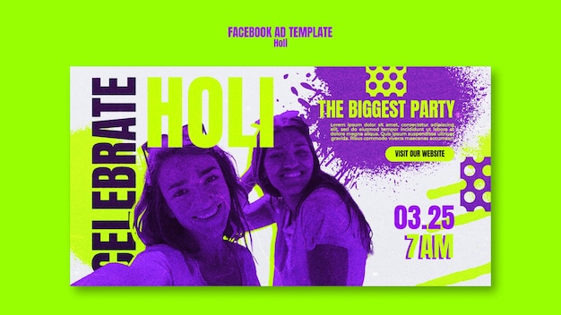 Diseño de plantilla del festival holi