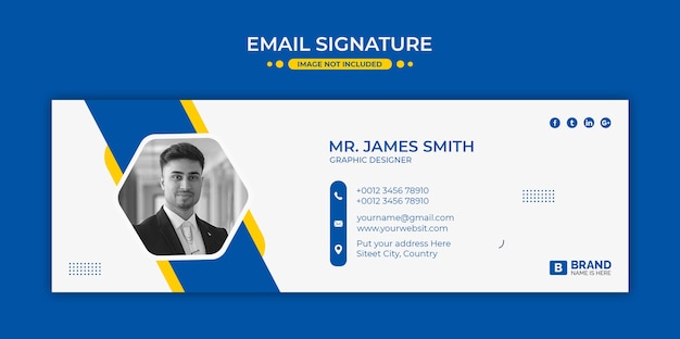 Diseño de plantilla de firma de correo electrónico o pie de página de correo electrónico y portada personal de redes sociales