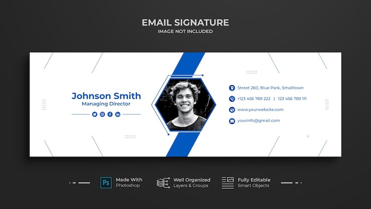 PSD diseño de plantilla de firma de correo electrónico o pie de página de correo electrónico y portada de redes sociales personales, red social