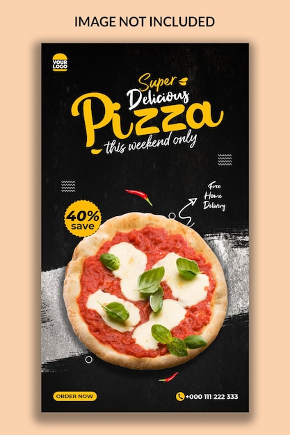 PSD diseño de plantilla de historia de instagram de pizza deliciosa