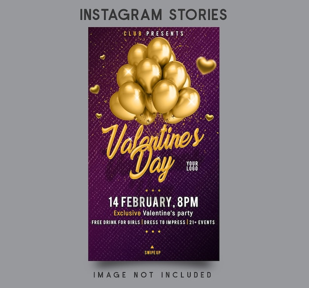 PSD diseño de plantilla de historias de instagram de san valentín