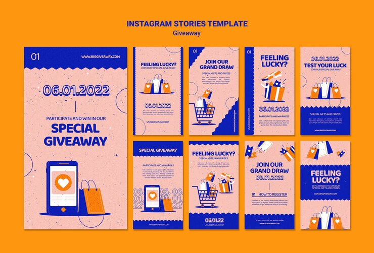 PSD diseño de plantilla de historias de instagram de sorteo