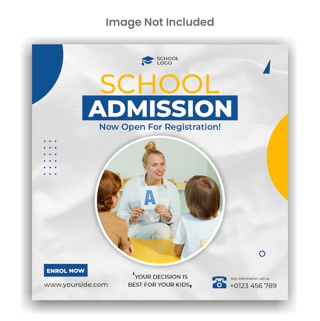 Diseño de plantilla de instagram o redes sociales de admisión escolar