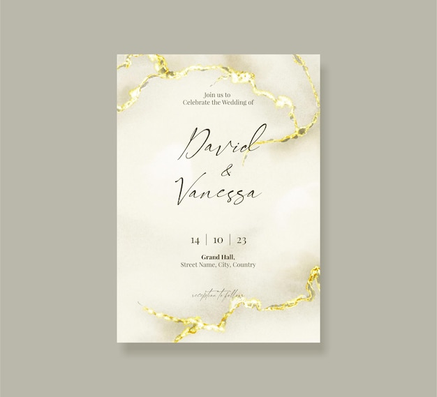 PSD diseño de plantilla de invitación de boda de mármol editable