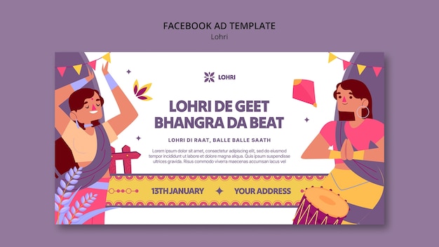 PSD diseño de plantilla de lohri