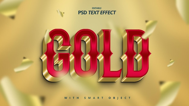diseño de plantilla de lujo elegante efecto de texto 3d oro rojo