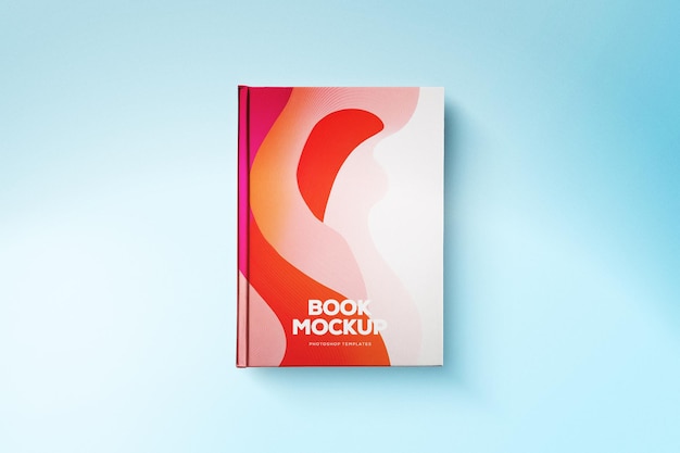Diseño de plantilla de maqueta de portada de libro con fondo azul cielo PSD