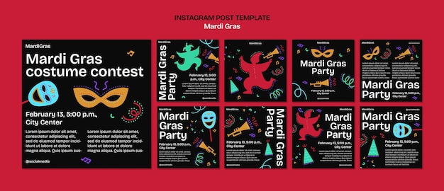 PSD diseño de plantilla de mardi gras