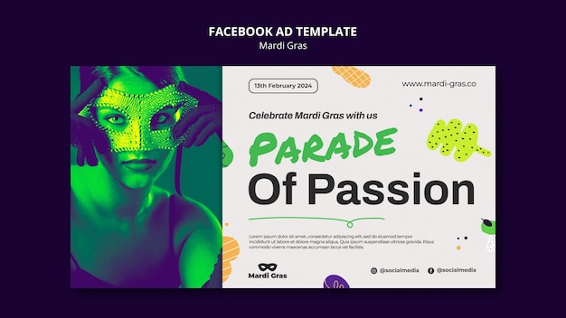 PSD diseño de plantilla de mardi gras