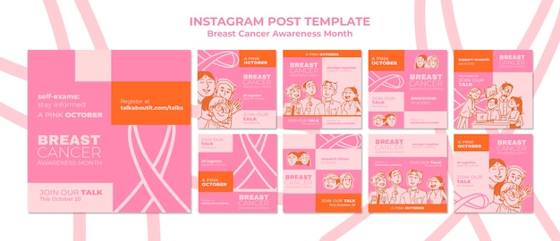 Diseño de plantilla para el mes de concienciación sobre el cáncer de mama