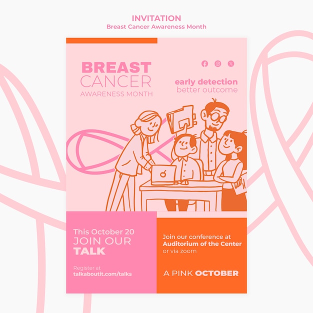PSD diseño de plantilla para el mes de concienciación sobre el cáncer de mama