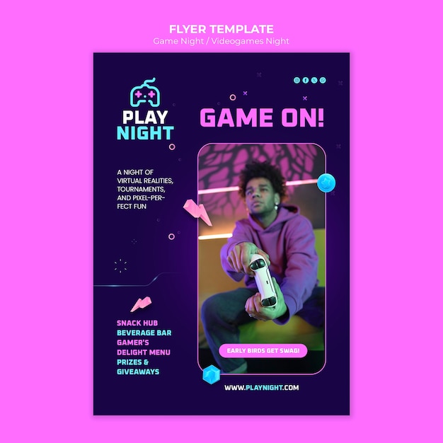 Diseño de plantilla de la noche del juego