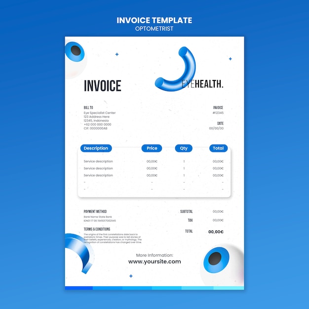 PSD diseño de plantilla de optometrista
