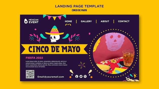 PSD diseño de plantilla de página de destino del cinco de mayo