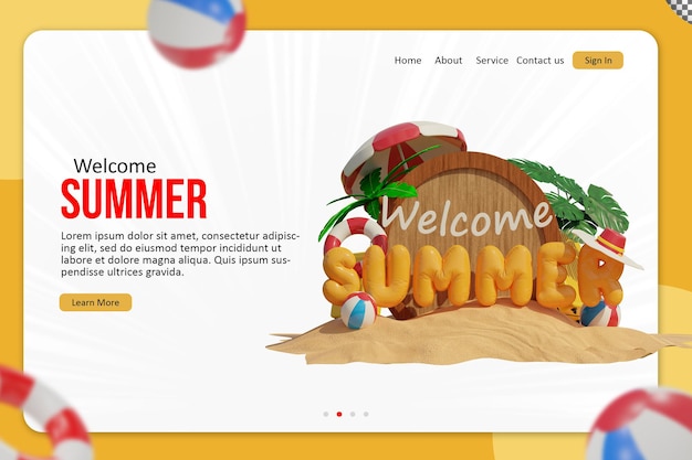 Diseño de plantilla de página de destino de verano de welcom