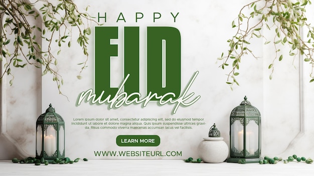 Diseño de la plantilla de la pancarta de las redes sociales de Eid Mubarak