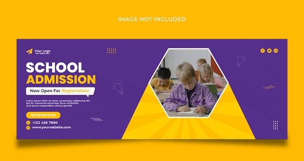 PSD diseño de plantilla de portada de facebook de admisión escolar