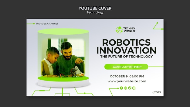 Diseño de plantilla de portada de youtube de tecnología