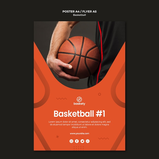 PSD diseño de plantilla de póster de baloncesto