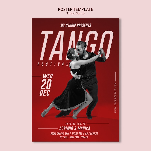 Diseño de plantilla de póster de estudio de danza