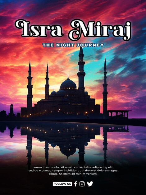 PSD diseño de plantilla de póster de psd isra miraj