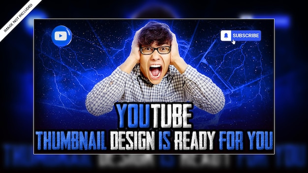 Diseño de plantilla PSD premium de banner web de video en miniatura de video de canal de youtube con efecto de brillo moderno