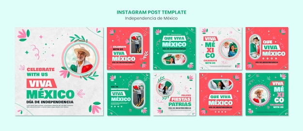 Diseño de plantilla de publicación de instagram de independencia de méxico