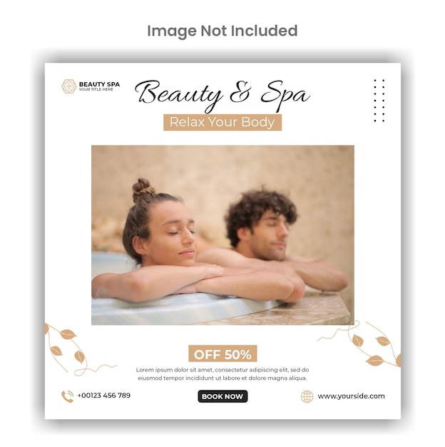 PSD diseño de plantilla de publicación de instagram o redes sociales de belleza y spa