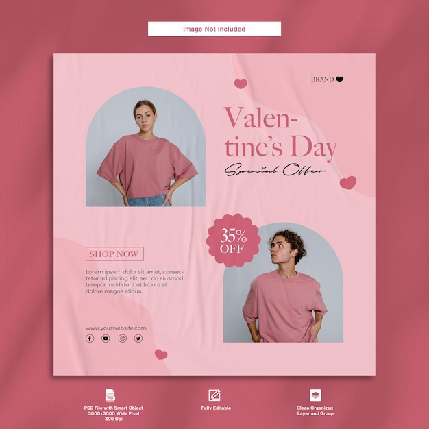 Diseño de plantilla de publicación de Instagram de producto de moda de oferta especial de San Valentín