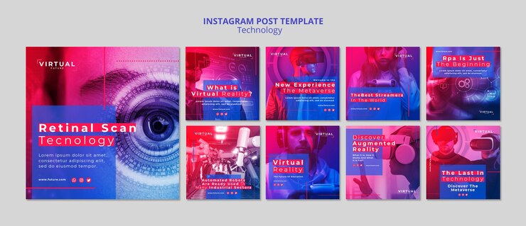 PSD diseño de plantilla de publicación de instagram de tecnología