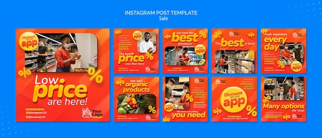 PSD diseño de plantilla de publicación de instagram de venta degradada