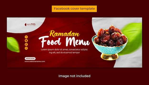 Diseño de plantilla de publicación de portada de facebook de redes sociales de venta especial de alimentos de ramadán