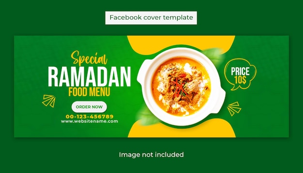 Diseño de plantilla de publicación de portada de facebook de redes sociales de venta especial de alimentos de ramadán