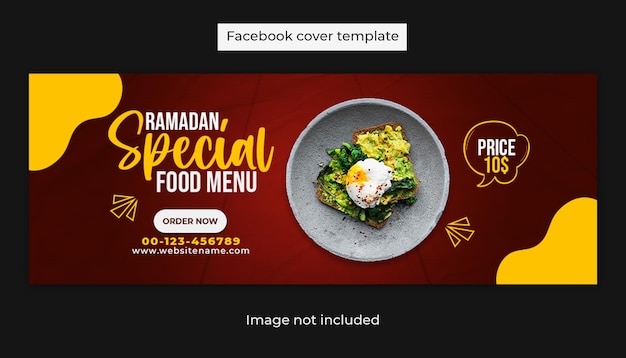 Diseño de plantilla de publicación de portada de facebook de redes sociales de venta especial de alimentos de ramadán