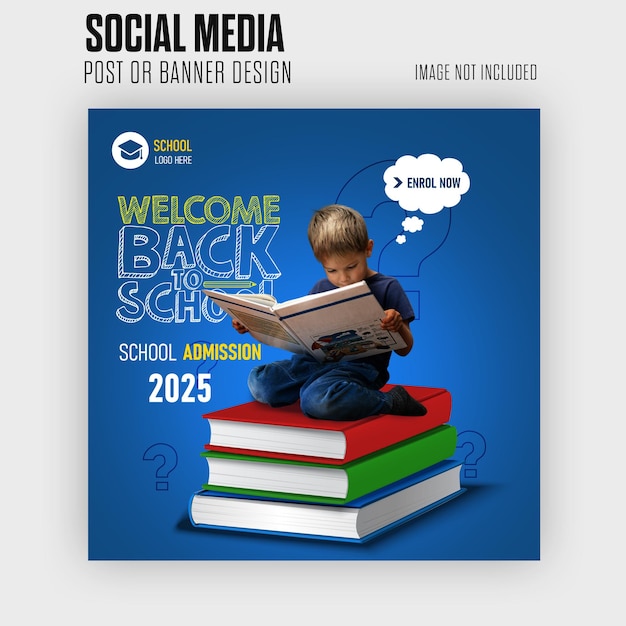 Diseño de plantilla de publicación de redes sociales de admisión escolar