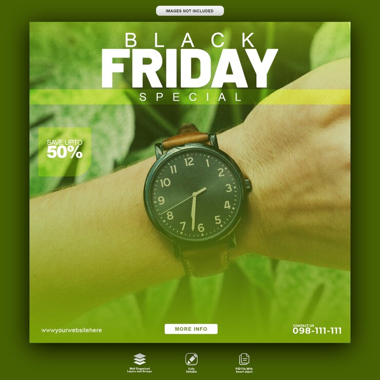 PSD diseño de plantilla de publicación de redes sociales de black friday