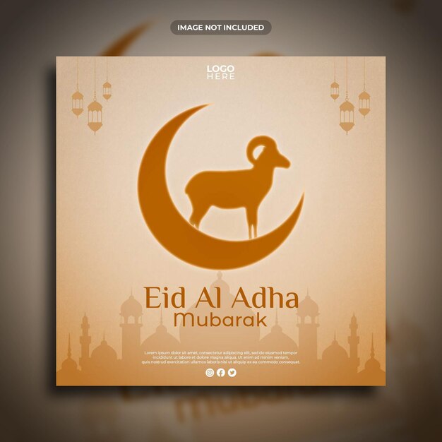 Diseño de plantilla de publicación de redes sociales de eid al adha mubarak